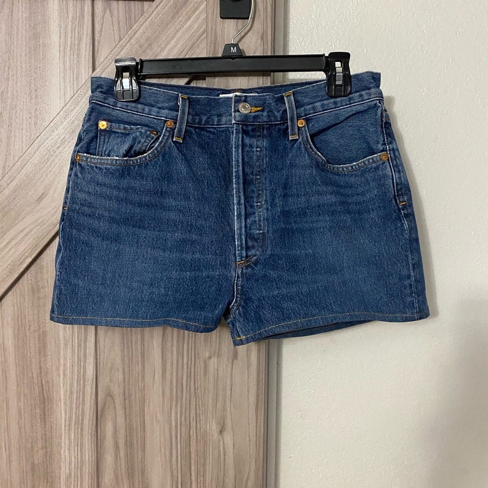 AGOLDE 29 Button fly blue shorts
